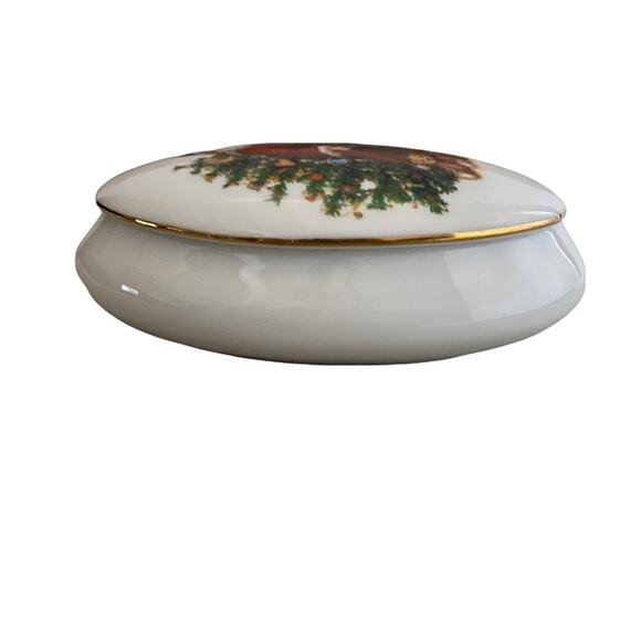 Reutter Santa Claus Lidded Trinket Box White Christmas Tree Germany Gift - Picture 10 of 14